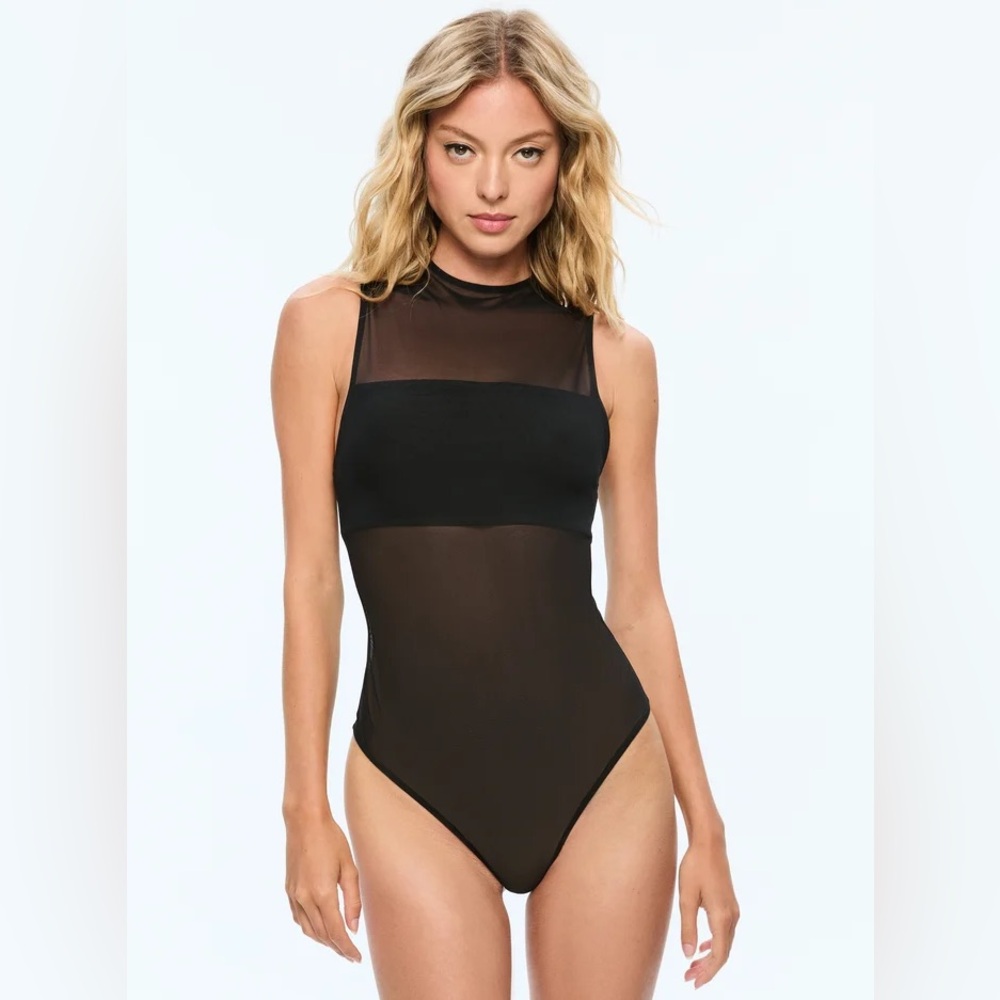 Alice+Olivia ~NICHOL HIGH NECK SLEEVELESS MESH BODYSUIT